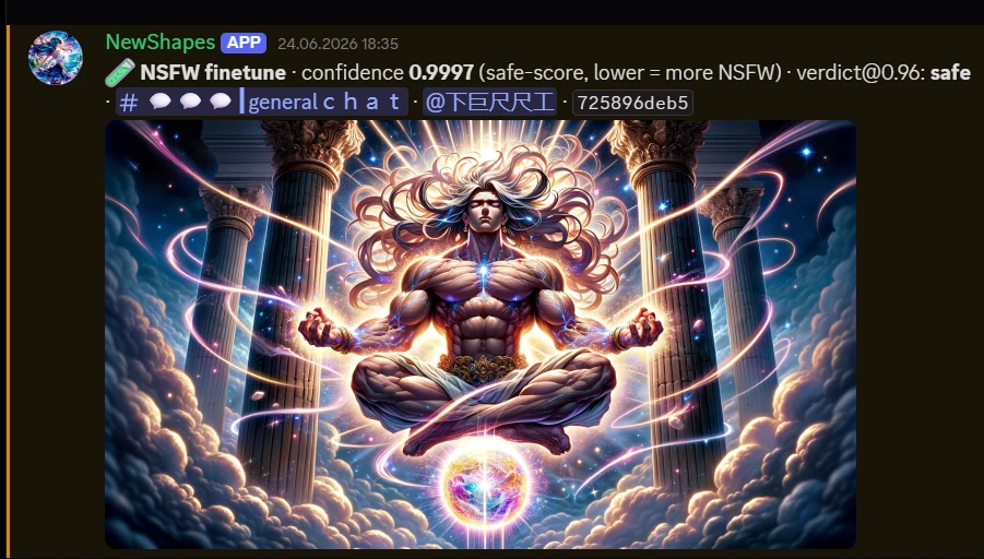 Bot assigning an automatic safety score to an uploaded artwork